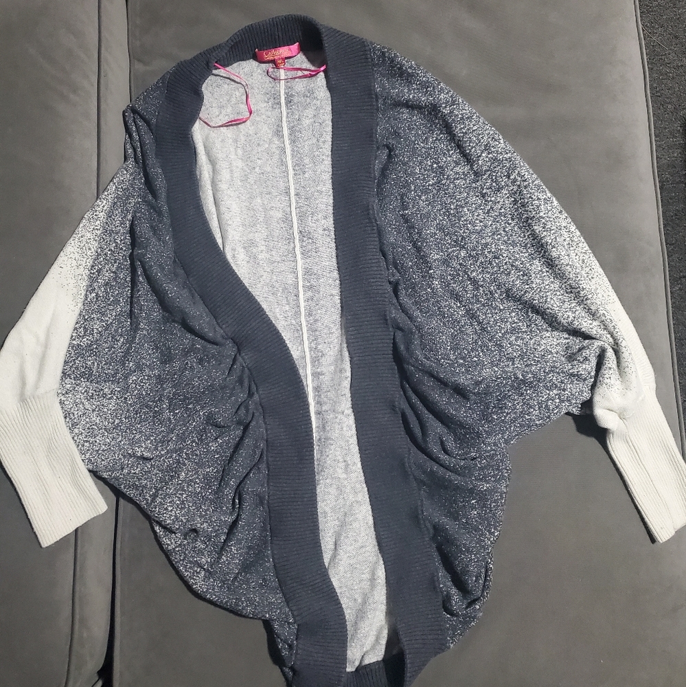Catherine Malandrino gray and white cocoon sweater